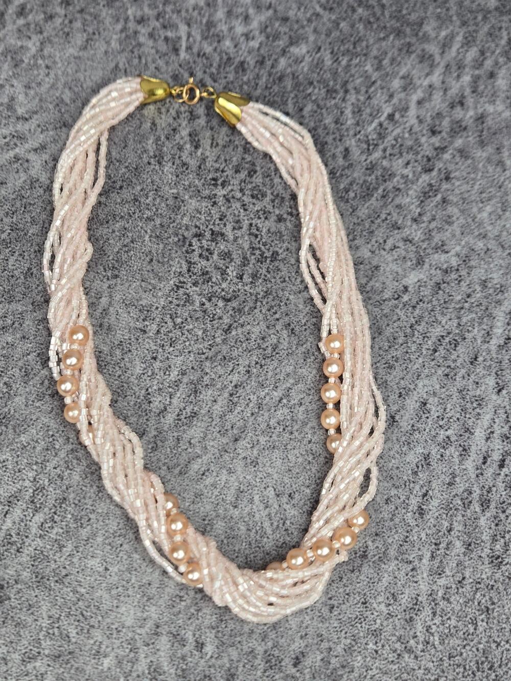 Vintage Pink Multi-Strand Bead Necklace